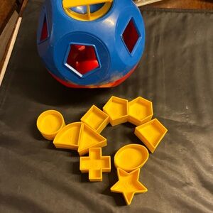 Shape Sorting Ball Toy - Blue and Yellow Tupperware